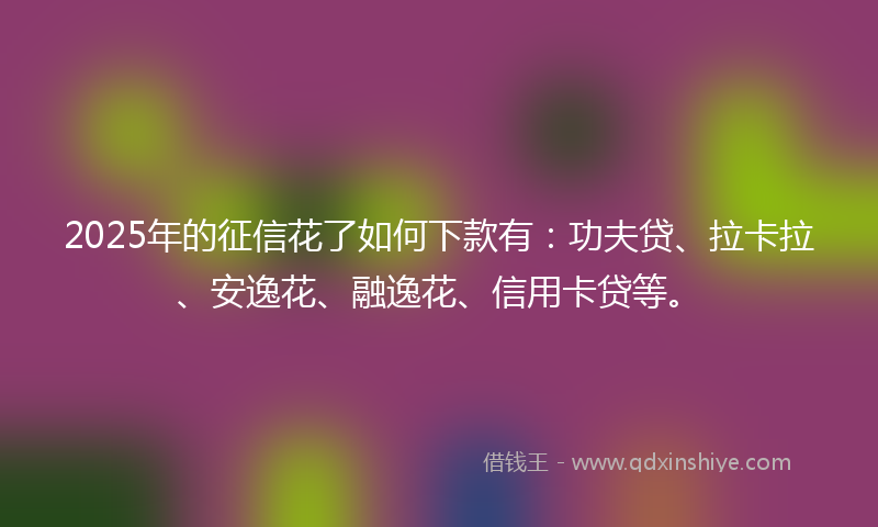 2025年的征信花了如何下款有：功夫贷、拉卡拉、安逸花、融逸花、信用卡贷等。