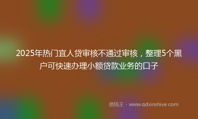 2025年热门宜人贷审核不通过审核，整理5个黑户可快速办理小额贷款业务的口子