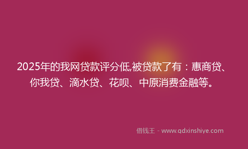 2025年的我网贷款评分低,被贷款了有：惠商贷、你我贷、滴水贷、花呗、中原消费金融等。