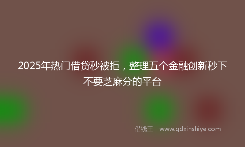 2025年热门借贷秒被拒，整理五个金融创新秒下不要芝麻分的平台