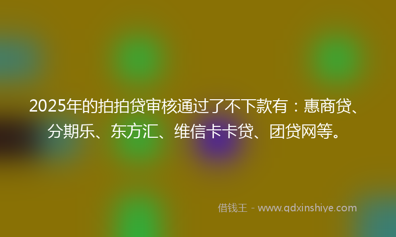 2025年的拍拍贷审核通过了不下款有：惠商贷、分期乐、东方汇、维信卡卡贷、团贷网等。