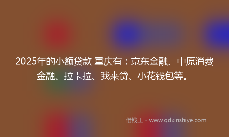 2025年的小额贷款 重庆有：京东金融、中原消费金融、拉卡拉、我来贷、小花钱包等。