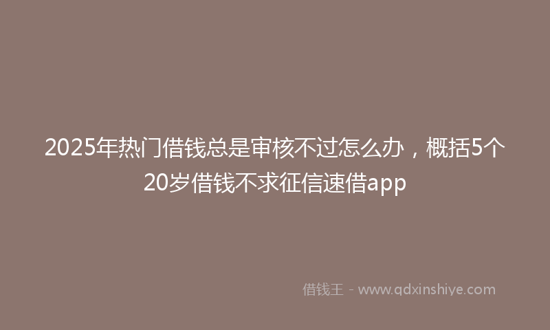 2025年热门借钱总是审核不过怎么办，概括5个20岁借钱不求征信速借app