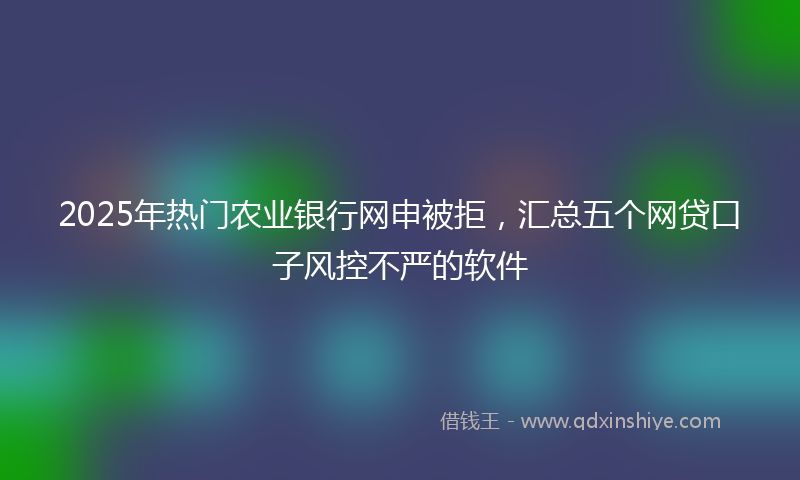 2025年热门农业银行网申被拒，汇总五个网贷口子风控不严的软件