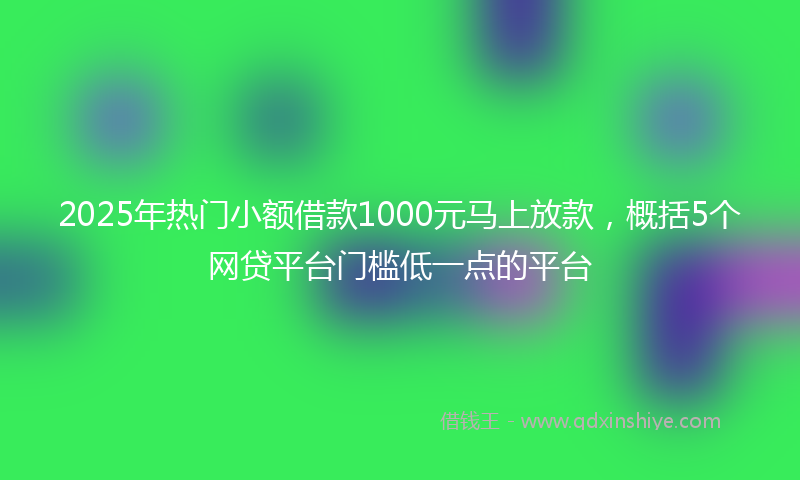 2025年热门小额借款1000元马上放款，概括5个网贷平台门槛低一点的平台