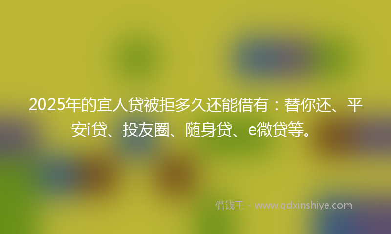 2025年的宜人贷被拒多久还能借有：替你还、平安i贷、投友圈、随身贷、e微贷等。
