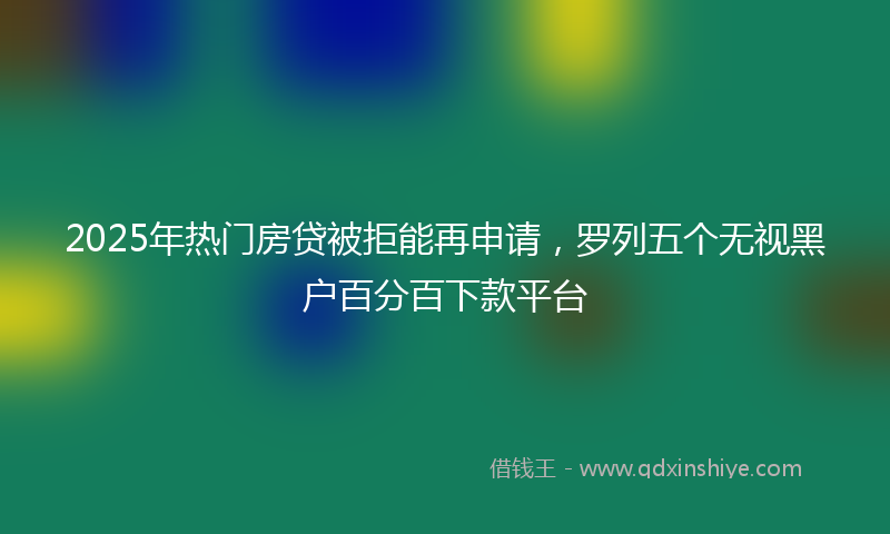 2025年热门房贷被拒能再申请，罗列五个无视黑户百分百下款平台