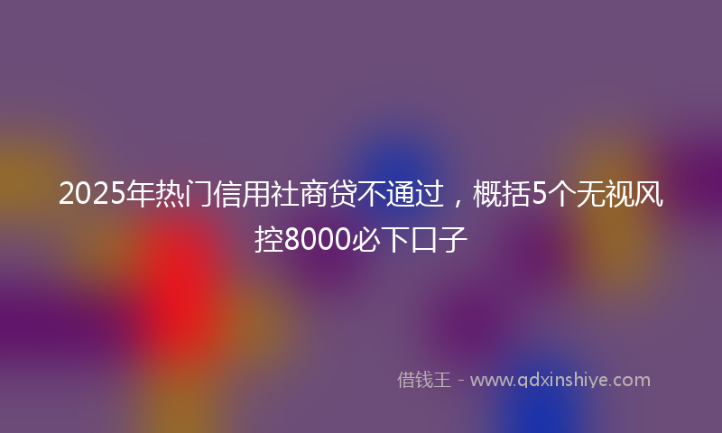 2025年热门信用社商贷不通过，概括5个无视风控8000必下口子