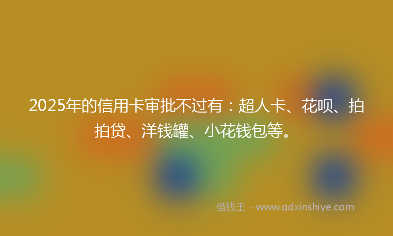 2025年的信用卡审批不过有：超人卡、花呗、拍拍贷、洋钱罐、小花钱包等。