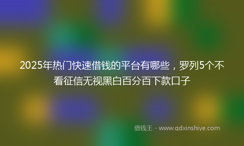2025年热门快速借钱的平台有哪些，罗列5个不看征信无视黑白百分百下款口子