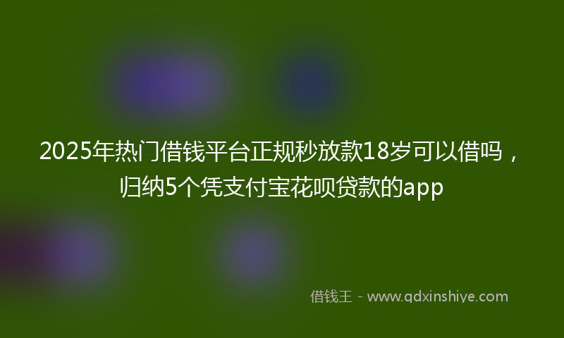 2025年热门借钱平台正规秒放款18岁可以借吗，归纳5个凭支付宝花呗贷款的app