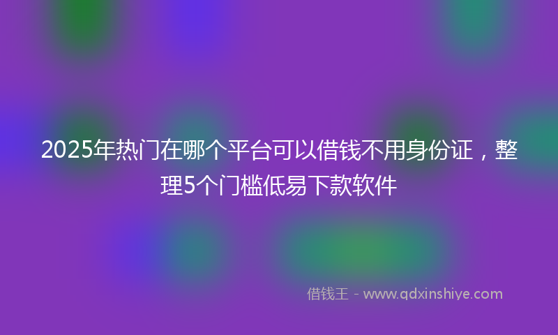 2025年热门在哪个平台可以借钱不用身份证，整理5个门槛低易下款软件