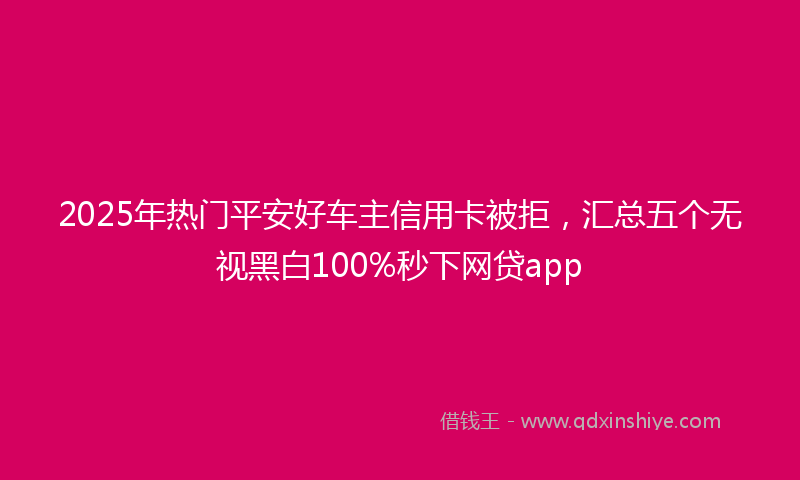 2025年热门平安好车主信用卡被拒，汇总五个无视黑白100%秒下网贷app