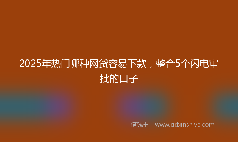2025年热门哪种网贷容易下款，整合5个闪电审批的口子