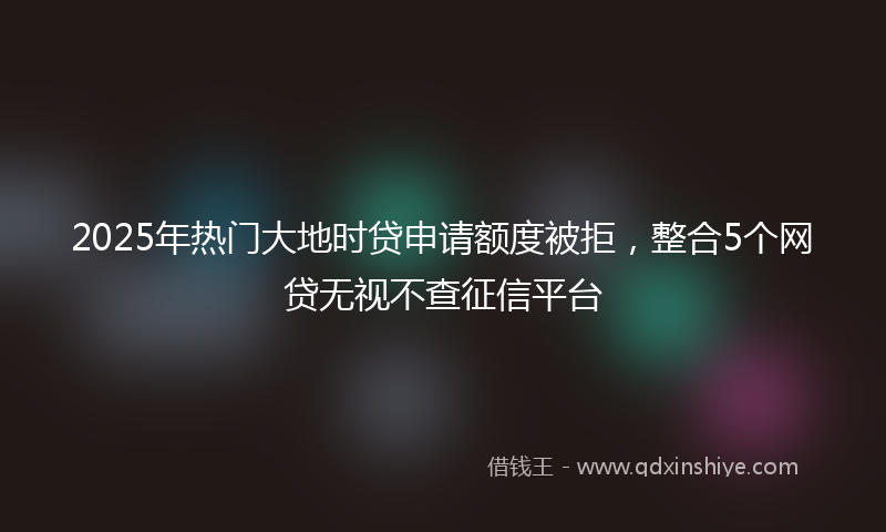 2025年热门大地时贷申请额度被拒，整合5个网贷无视不查征信平台
