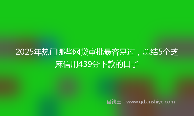 2025年热门哪些网贷审批最容易过，总结5个芝麻信用439分下款的口子