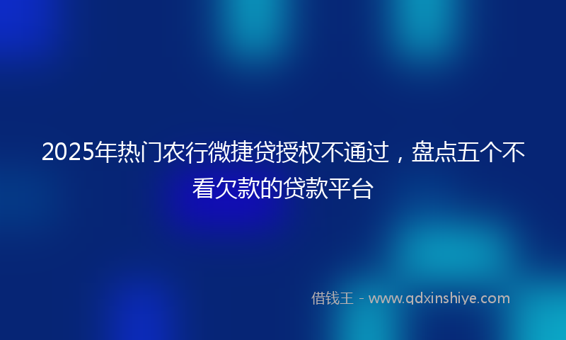 2025年热门农行微捷贷授权不通过，盘点五个不看欠款的贷款平台