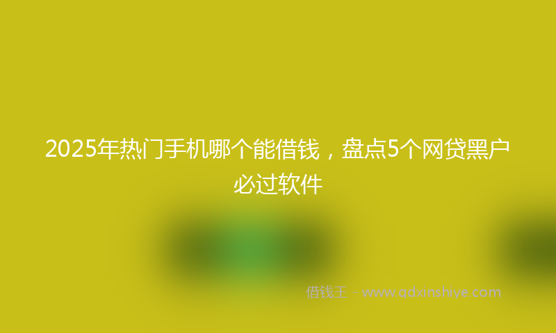 2025年热门手机哪个能借钱，盘点5个网贷黑户必过软件