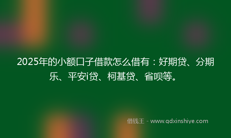 2025年的小额口子借款怎么借有：好期贷、分期乐、平安i贷、柯基贷、省呗等。