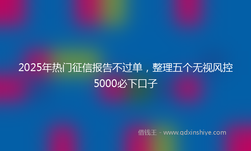 2025年热门征信报告不过单，整理五个无视风控5000必下口子