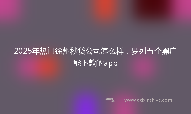 2025年热门徐州秒贷公司怎么样，罗列五个黑户能下款的app