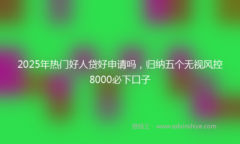 2025年热门好人贷好申请吗，归纳五个无视风控8000必下口子