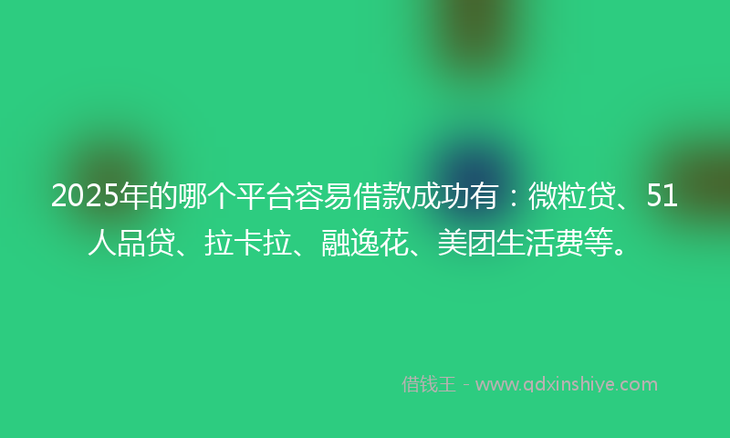 2025年的哪个平台容易借款成功有：微粒贷、51人品贷、拉卡拉、融逸花、美团生活费等。