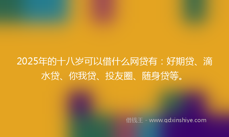 2025年的十八岁可以借什么网贷有：好期贷、滴水贷、你我贷、投友圈、随身贷等。