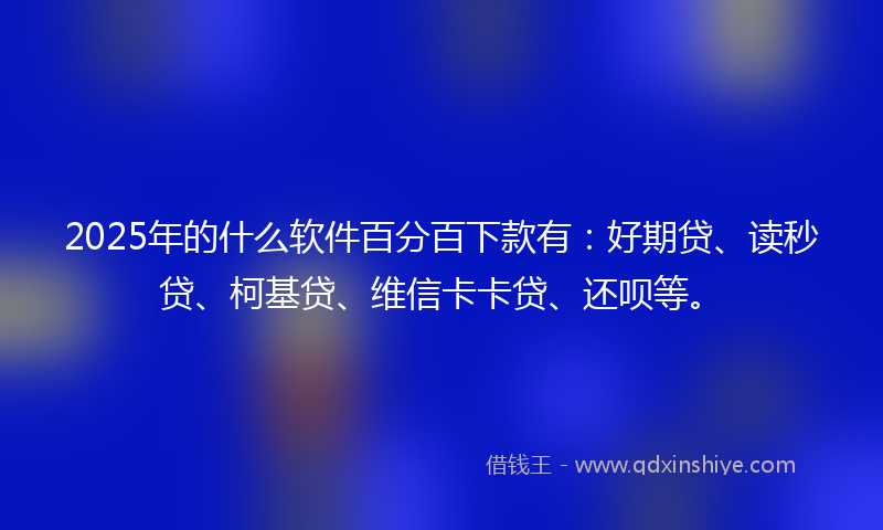 2025年的什么软件百分百下款有：好期贷、读秒贷、柯基贷、维信卡卡贷、还呗等。