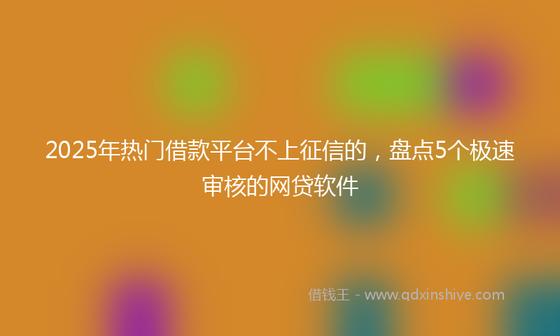 2025年热门借款平台不上征信的，盘点5个极速审核的网贷软件