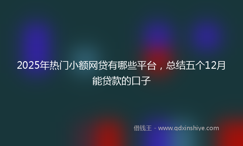 2025年热门小额网贷有哪些平台，总结五个12月能贷款的口子