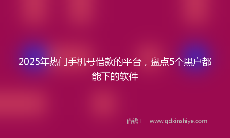 2025年热门手机号借款的平台，盘点5个黑户都能下的软件