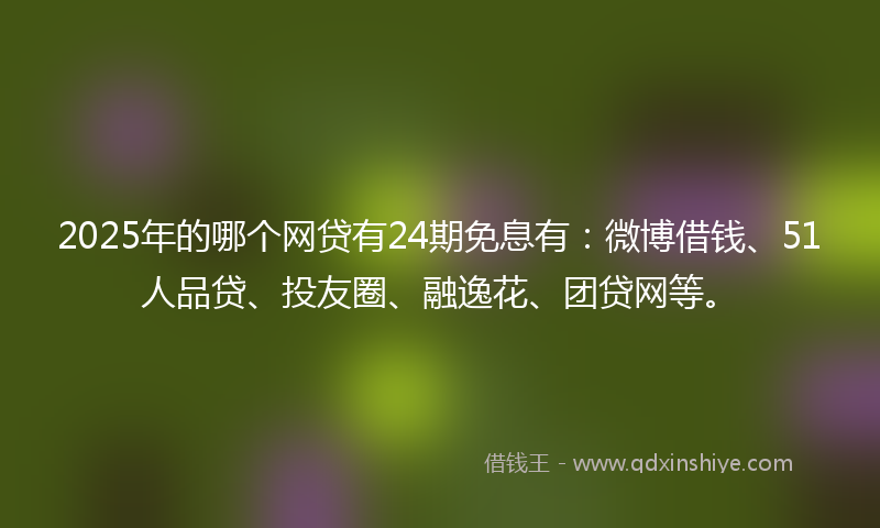 2025年的哪个网贷有24期免息有：微博借钱、51人品贷、投友圈、融逸花、团贷网等。