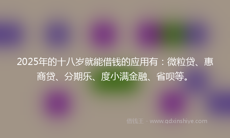 2025年的十八岁就能借钱的应用有：微粒贷、惠商贷、分期乐、度小满金融、省呗等。