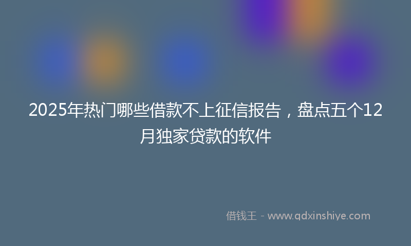 2025年热门哪些借款不上征信报告，盘点五个12月独家贷款的软件