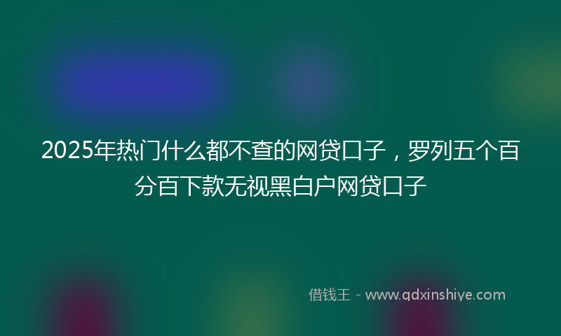 2025年热门什么都不查的网贷口子，罗列五个百分百下款无视黑白户网贷口子
