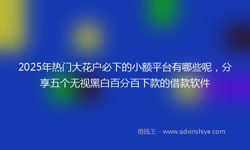 2025年热门大花户必下的小额平台有哪些呢，分享五个无视黑白百分百下款的借款软件