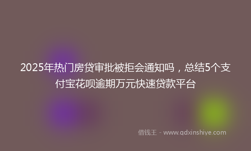 2025年热门房贷审批被拒会通知吗，总结5个支付宝花呗逾期万元快速贷款平台