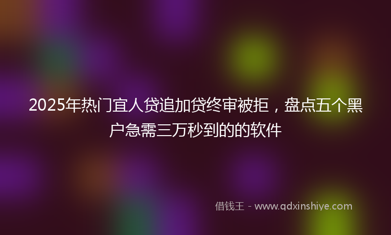 2025年热门宜人贷追加贷终审被拒，盘点五个黑户急需三万秒到的的软件