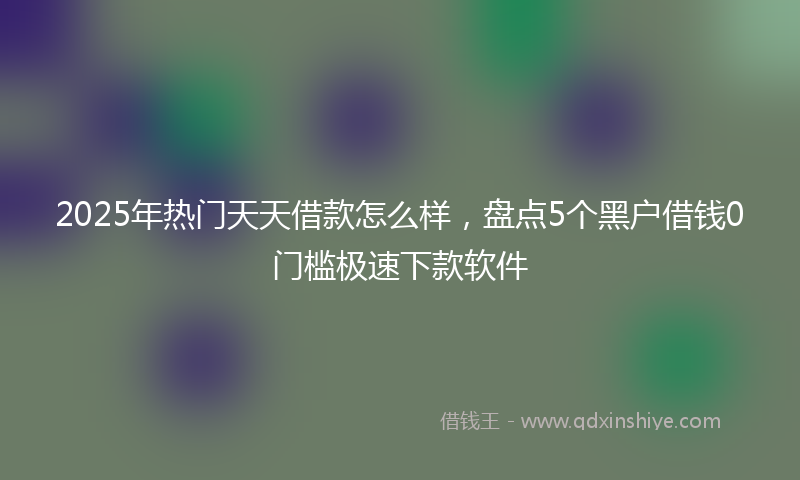 2025年热门天天借款怎么样，盘点5个黑户借钱0门槛极速下款软件