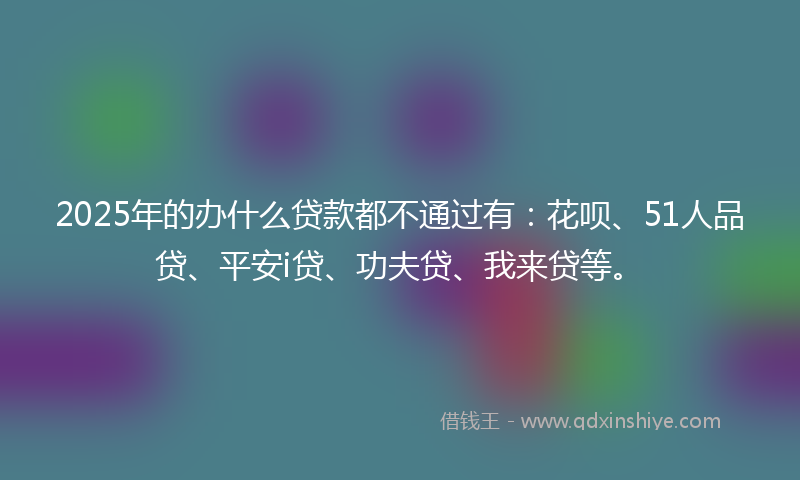 2025年的办什么贷款都不通过有：花呗、51人品贷、平安i贷、功夫贷、我来贷等。