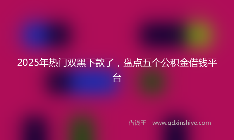 2025年热门双黑下款了，盘点五个公积金借钱平台