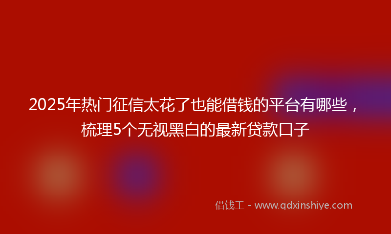 2025年热门征信太花了也能借钱的平台有哪些，梳理5个无视黑白的最新贷款口子