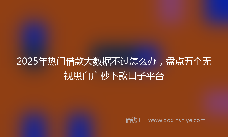 2025年热门借款大数据不过怎么办，盘点五个无视黑白户秒下款口子平台