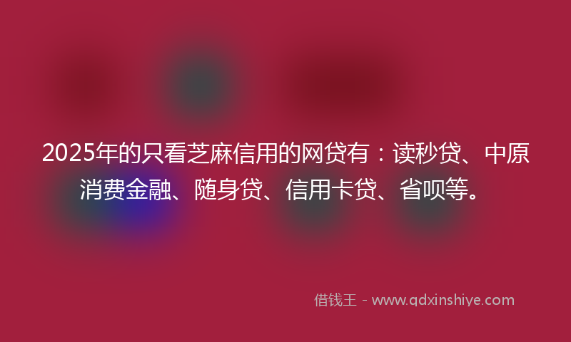 2025年的只看芝麻信用的网贷有：读秒贷、中原消费金融、随身贷、信用卡贷、省呗等。