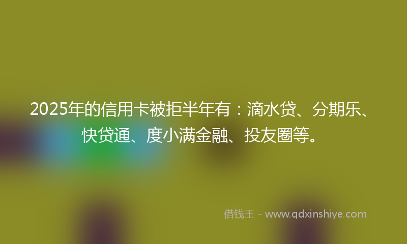 2025年的信用卡被拒半年有：滴水贷、分期乐、快贷通、度小满金融、投友圈等。