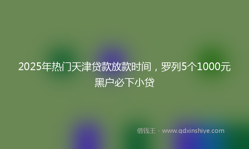 2025年热门天津贷款放款时间，罗列5个1000元黑户必下小贷