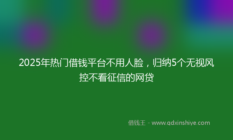 2025年热门借钱平台不用人脸，归纳5个无视风控不看征信的网贷