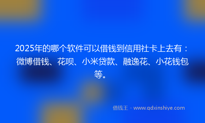 2025年的哪个软件可以借钱到信用社卡上去有：微博借钱、花呗、小米贷款、融逸花、小花钱包等。
