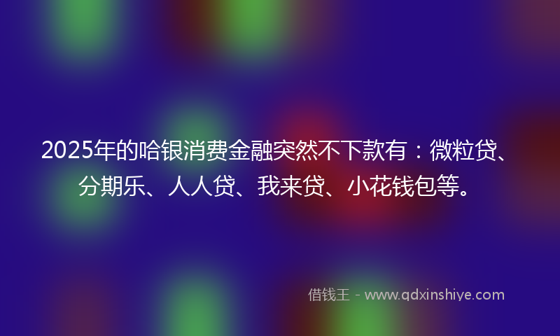 2025年的哈银消费金融突然不下款有：微粒贷、分期乐、人人贷、我来贷、小花钱包等。